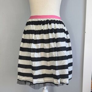 GAP Black and White Striped Skirt with Pink Waistband